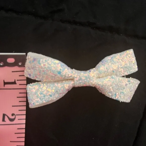 Handcrafted Hair bow Set - 2 Glitter hair bows - Little Girls or Cheer
